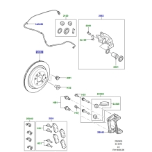 Discovery 3/4, Range Rover, Range Rover Sport - Glidebolter til bremsecaliper med mansjett bak
